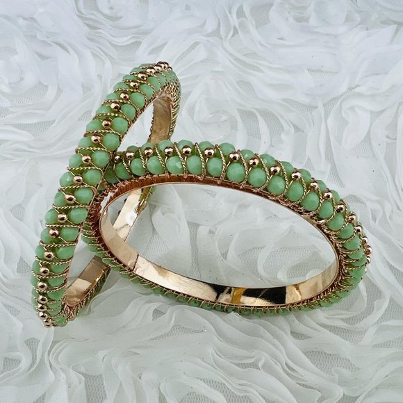 Women Jewelry Bracelet Bangles Fashion Gold Plated Set of 2 India 2.8 US L - Picture 4 of 7